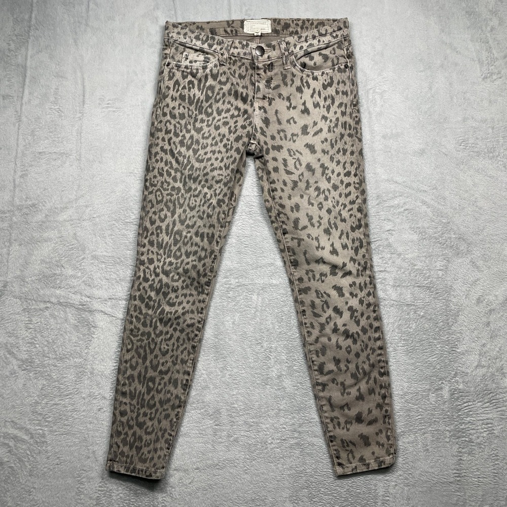 Current/Elliott The Stiletto Jeans Women 26 Grey Leopard Skinny Ankle